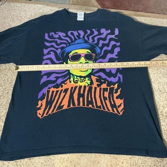 Wiz Khalifa Graphic T-Shirt Mens XL Black Neon Psychedelic Rap Tee Gildan - Picture 3 of 6
